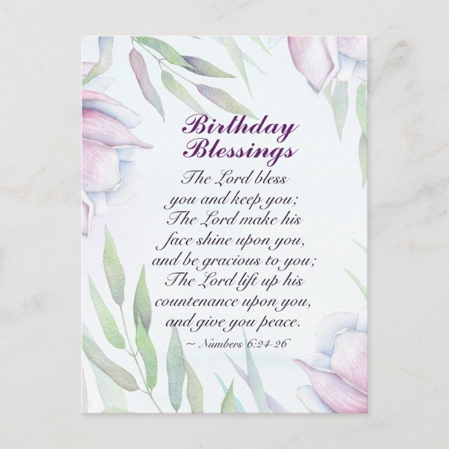 Birthday Blessings Numbers 6:24-26 Lord's Blessing Postcard (Front)