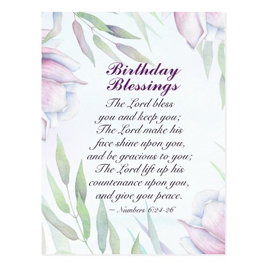 Birthday Blessings Numbers 6:24-26 Lord's Blessing Postcard | Zazzle.com