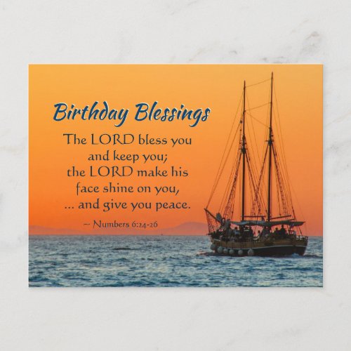 Birthday Blessings Numbers 6 The Lord Bless You Postcard