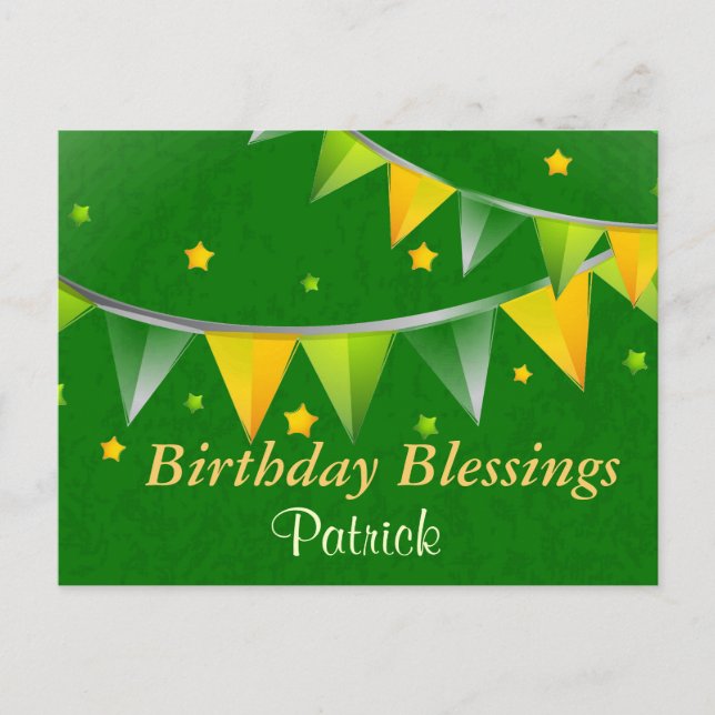 Birthday Blessings Personalized Irish Postcard (Front)