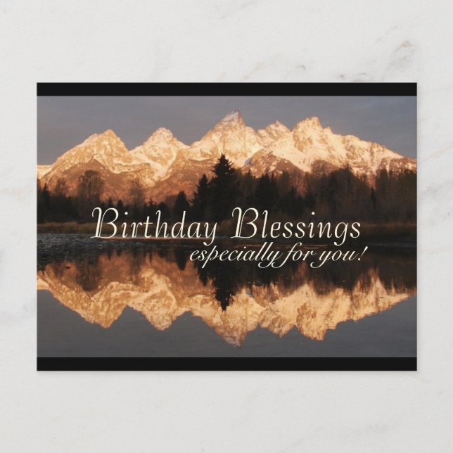 Birthday Blessings Prayer Amazing Mountains Custom Postcard (Front)