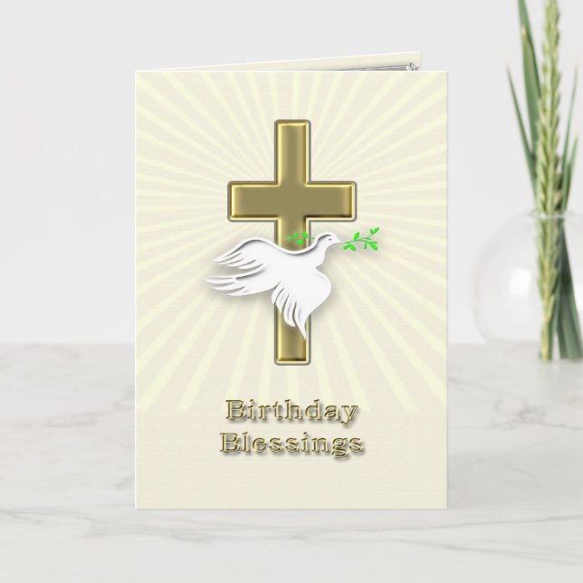 Birthday blessings with a golden cross card (Front)