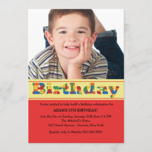Birthday Blocks Photo Invitation