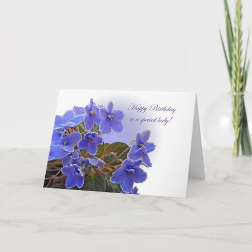 Birthday Blue African Violets Card