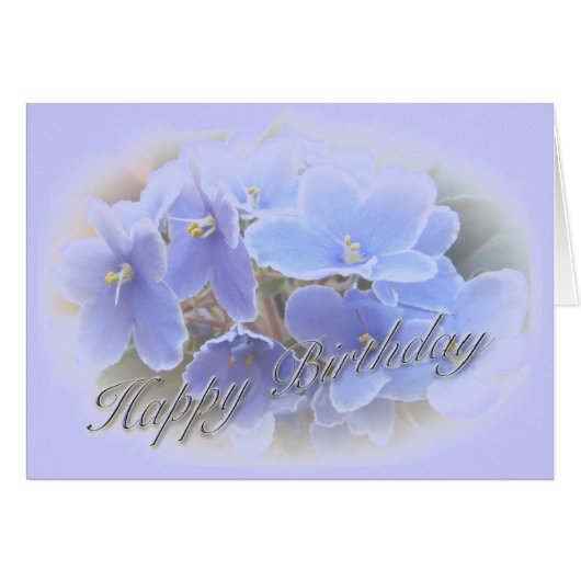 Birthday Blue African Violets Cards (Front Horizontal)