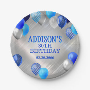 Birthday Blue Balloons Paper Plates