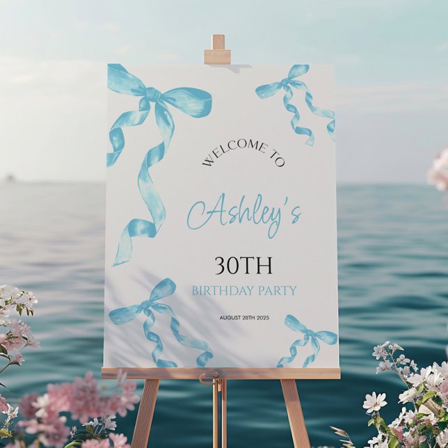 Birthday Blue Bow Welcome Sign (Creator Uploaded)