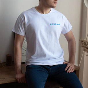 Birthday Blue Cessna Simple Modern Aviation  Embroidered T-Shirt