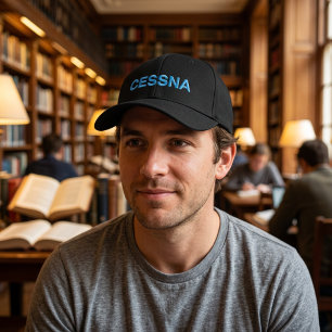 Birthday Blue Cessna Typography Pilot Aviation  Embroidered Baseball Cap
