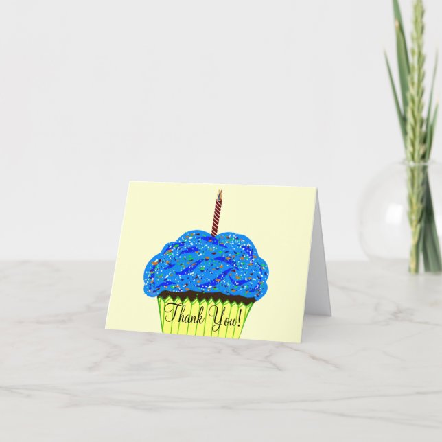 Birthday Blue Cupcake Thank You (Front)
