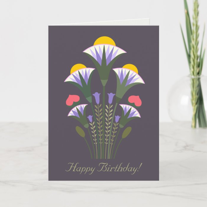 Birthday Blue Egyptian lotus ornament CC1021 Card