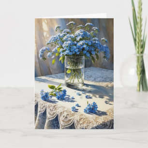 Birthday Blue Forget-Me-Not Floral Bouquet Card