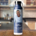 Birthday blue photo man myth legend water bottle<br><div class="desc">Personalize and add your own photo of the birthday boy/man.  The text: The name in white with a modern hand lettered style script. Personalize and add a name,  age 40 and a text.  Text: The Man,  The Myth,  The Legend. Blue bottle.</div>