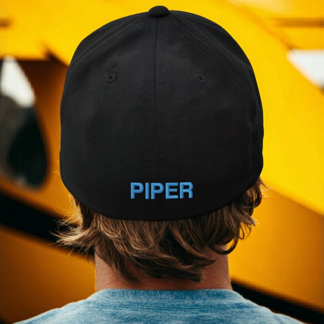 Birthday Blue Piper Typography Simple Aviation  Embroidered Baseball Cap (Creator Uploaded)