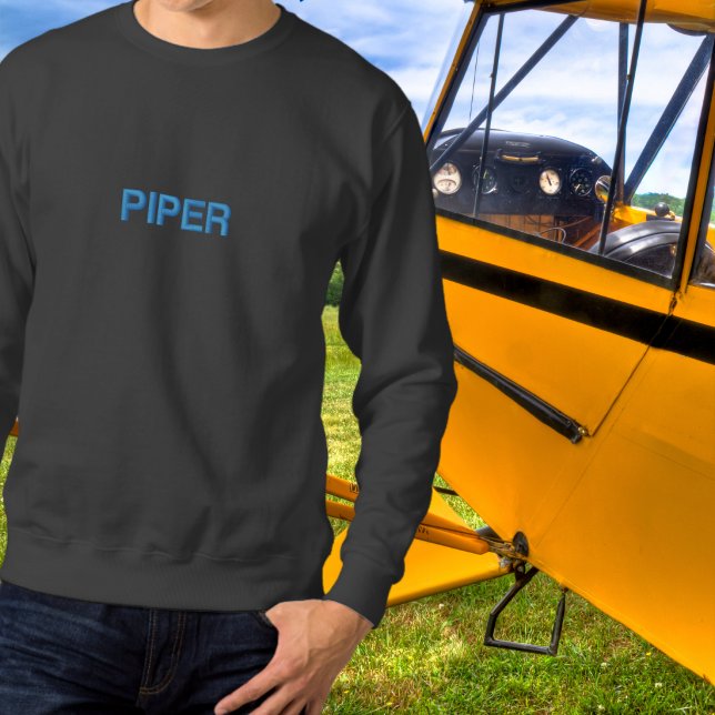 Birthday Blue Piper Typography Simple Modern Embroidered Sweatshirt (Creator Uploaded)