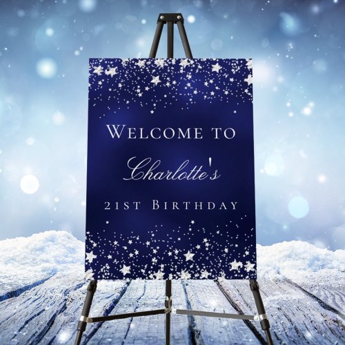 Birthday blue silver stars welcome party foam board