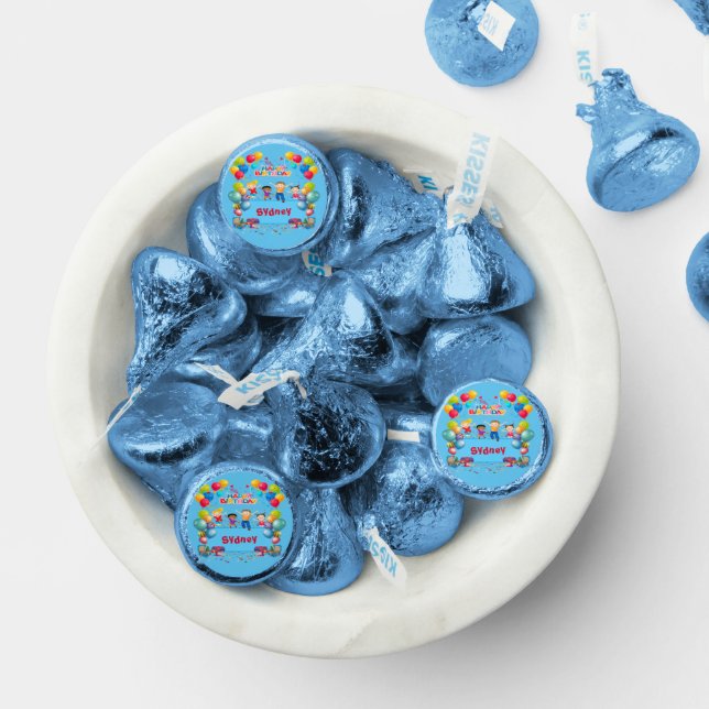 Birthday Blue Theme Hershey's Kisses Candy Favors (Assorted)
