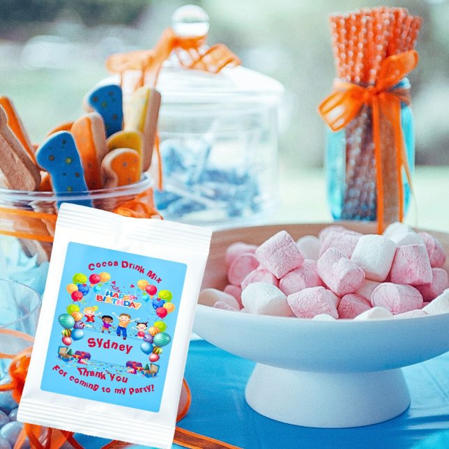 Birthday Blue Theme Kid's Thank You Hot Chocolate Drink Mix (Creator Uploaded)