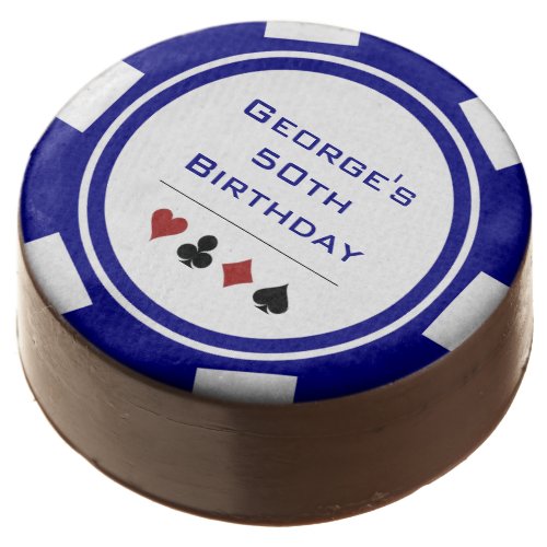 Birthday Blue White Poker Chip Vegas Casino Chocolate Covered Oreo