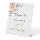 Birthday blush pink floral eucalyptus welcome
