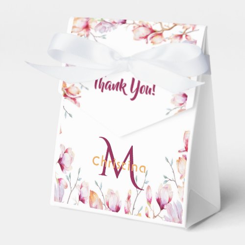 Birthday blush pink florals thank you favor boxes