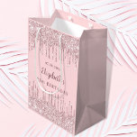 Birthday blush pink glitter drips monogram luxury medium gift bag<br><div class="desc">A gift bag for a girly and glamorous 21st (or any age) birthday. A blush pink background with faux glitter drips, paint dripping look. Personalize and add a date, name and age 21. The name is written with a trendy hand lettered style script. Can be used both for gift wrapping...</div>