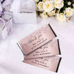 Birthday blush pink glitter drips name hershey bar favors<br><div class="desc">A blush pink background with glitter drips,  paint dripping look. Personlize and add your name or text. With the text: thank you.</div>