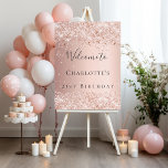 Birthday blush rose gold confetti welcome  foam board<br><div class="desc">A welcome board for a girly and glamorous 21st (or any age) birthday party.  A rose gold background decorated with confetti.   Personalize and add a name and age 21.  
Back: no design</div>