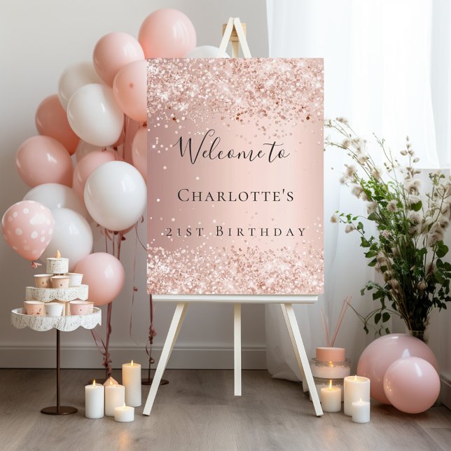 Birthday blush rose gold confetti welcome  foam board (Creator Uploaded)