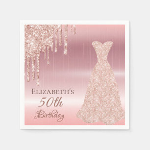Birthday blush rose gold dress drips napkins