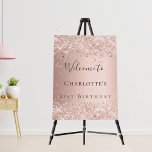 Birthday blush rose gold glitter dust welcome  foam board<br><div class="desc">A welcome board for a girly and glamorous 21st (or any age) birthday party.  A rose gold faux metallic looking background decorated with faux glitter dust.   Personalize and add a name and age 21.  
Back: no design</div>