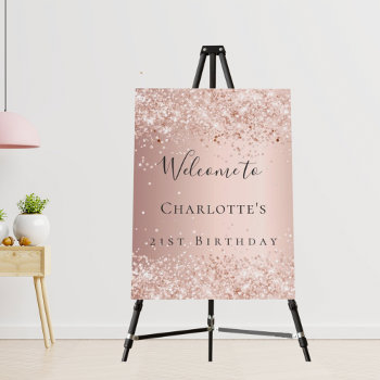 Birthday Blush Rose Gold Glitter Dust Welcome  Foam Board by Thunes at Zazzle
