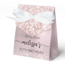 Birthday Blush Rose Gold Glitter Monogram Name Favor Boxes