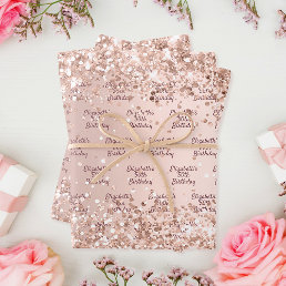 Birthday blush rose gold glitter sparkle  wrapping paper sheets