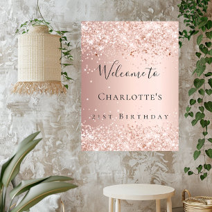 Birthday blush rose gold pink welcome poster