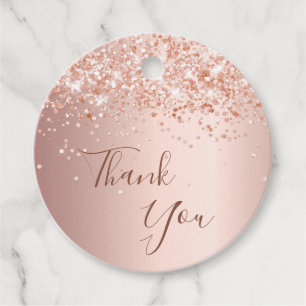 Birthday blush rose gold thank you favor tags