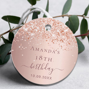 Birthday blush rose gold thank you favor tags