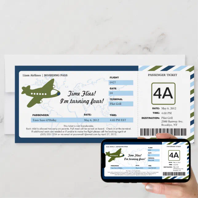 Birthday Boarding Pass Ticket Invitation | Zazzle