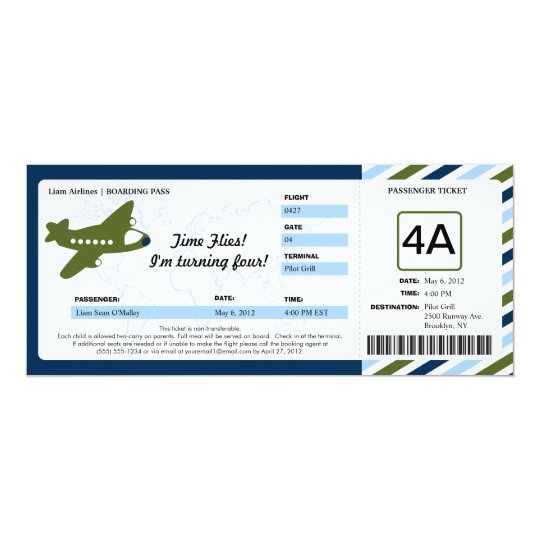 Birthday Boarding Pass Ticket Invitation 