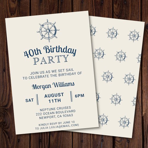 Birthday Boat Party Any Age Ships Wheel Nautical Invitation