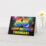 [ Thumbnail: Birthday: Bold, Fun, Fireworks, Rainbow 68 Card ]