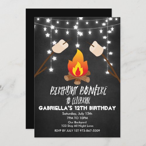 Birthday Bonfire Campout Birthday Party Invitation