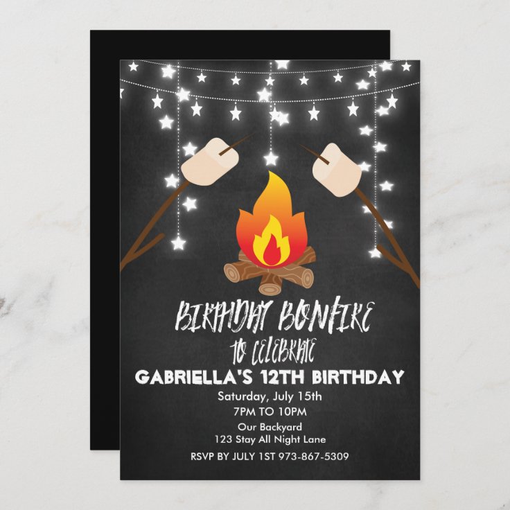 Birthday Bonfire Campout Birthday Party Invitation Zazzle