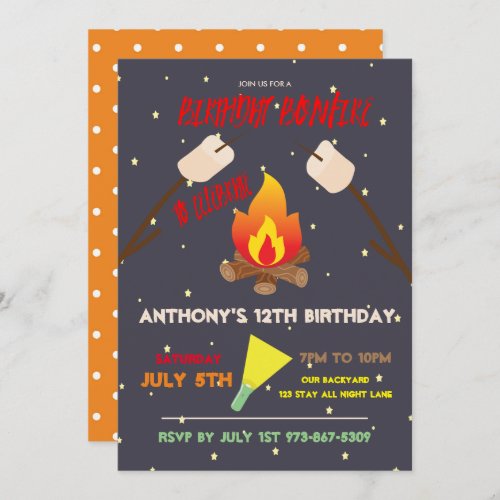 Birthday Bonfire Campout Birthday Party Invitation