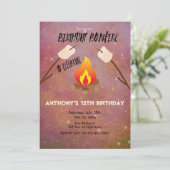 Birthday Bonfire Campout Birthday Party Invitation (Standing Front)