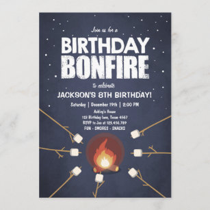 Birthday Bonfire Campout Cookout Party invitation