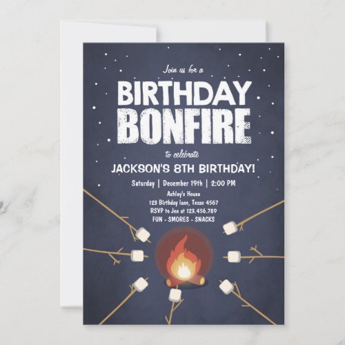 Birthday Bonfire Campout Cookout Party invitation