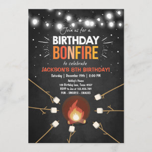Birthday Bonfire Campout Cookout Party invitation