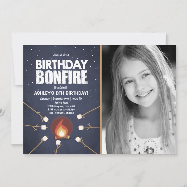 Birthday Bonfire Campout Cookout Party invitation (Front)