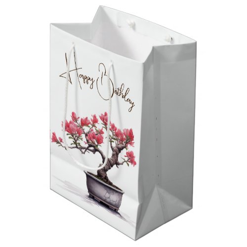 Birthday Bonsai Tree In Pot  Medium Gift Bag
